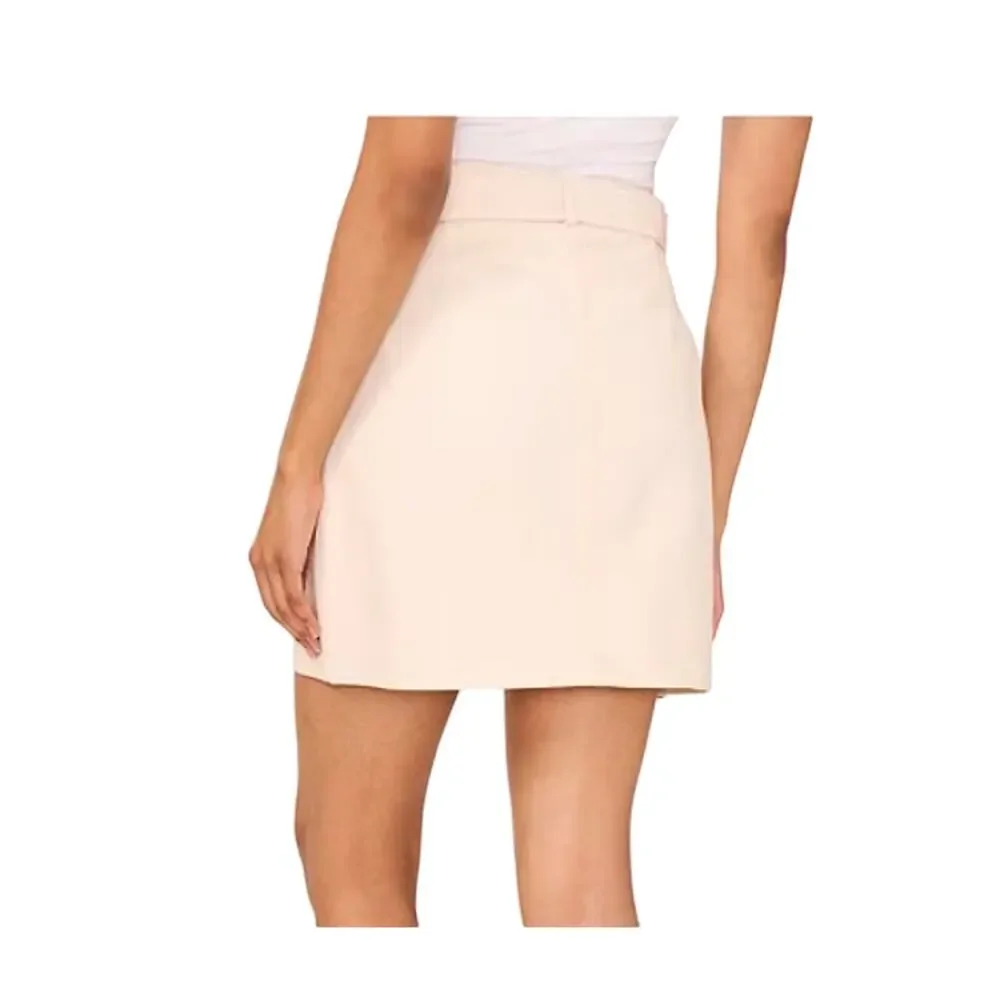 1. STATE Linen Blend Belted Mini Pencil Skirt White Swan Size 6